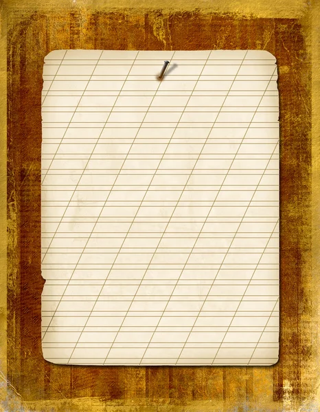 Starego notebooka arkuszu załączanym do wa drewniane — Zdjęcie stockowe