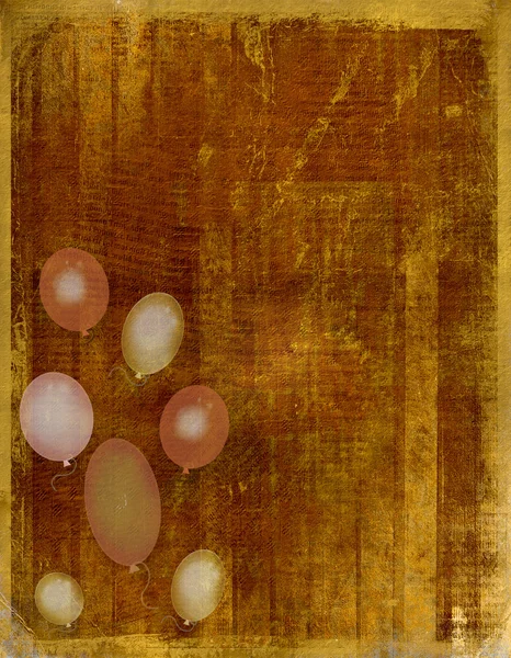 Wooden absract background with balloons — Stock Photo, Image