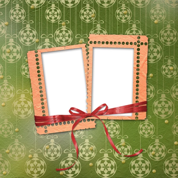 Old grunge frames with ribbons and bow o — Stock Photo, Image