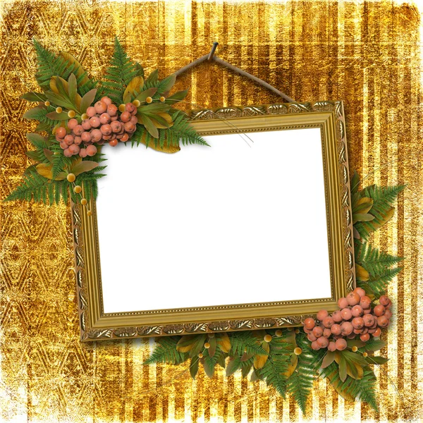 Cuadro marco de oro con un pa decorativo —  Fotos de Stock