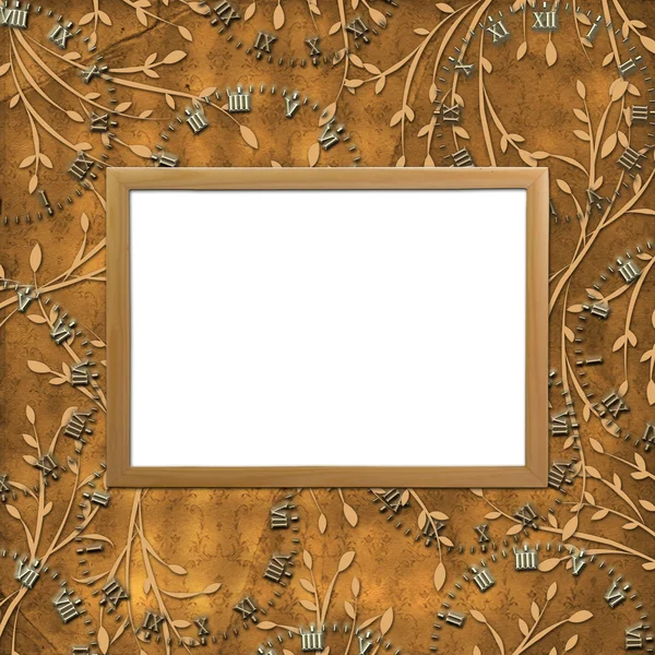 Деревянная рамка на листовой декоративной b — стоковое фото