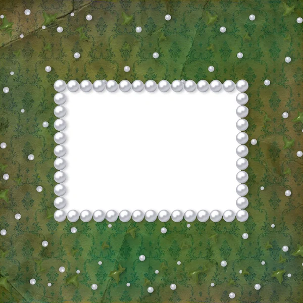 Frame for photo with pearls on the grung — Stock Photo, Image