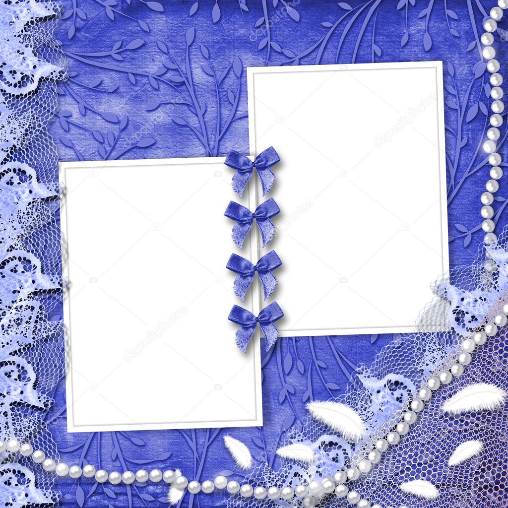 Frame for photo with pearls and lace on