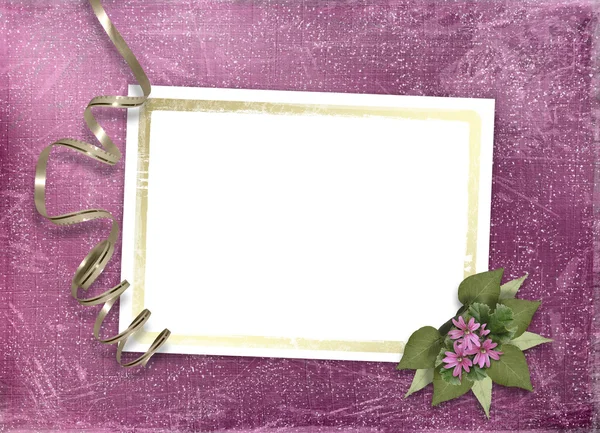 Cartão postal para convite com moldura dourada — Fotografia de Stock