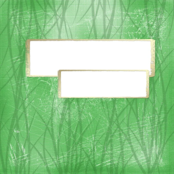 Dwa złota ramka na zielony bac streszczenie — Zdjęcie stockowe
