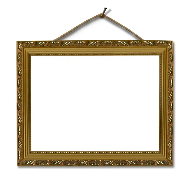 Cuadro marco de oro en el aislado blanco — Foto de Stock