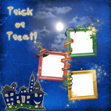 Postcard holiday with castle and pumpkin clipart