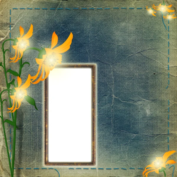 Frame voor foto met bloemen op de shab — Stockfoto
