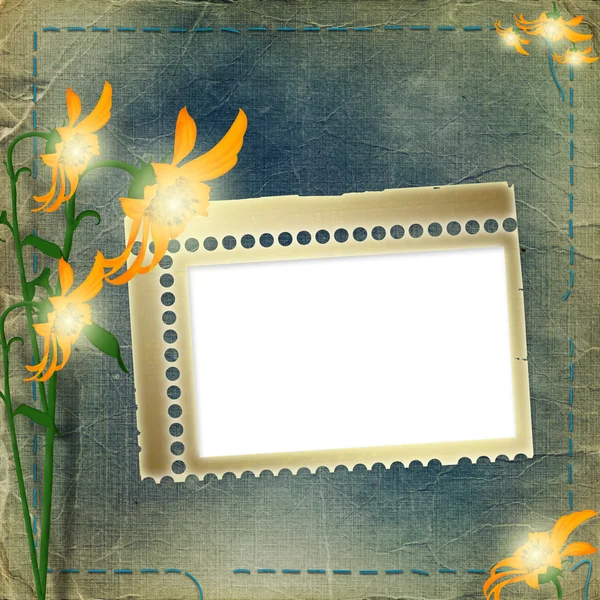 Cornice per foto con fiori sullo spiedo — Foto Stock