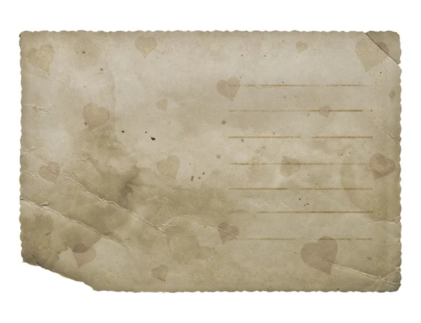 Postcard with hearts. Grunge paper. — Stock Photo, Image