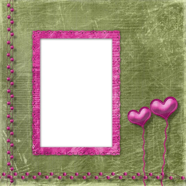Old frame with hearts — Stock Photo, Image