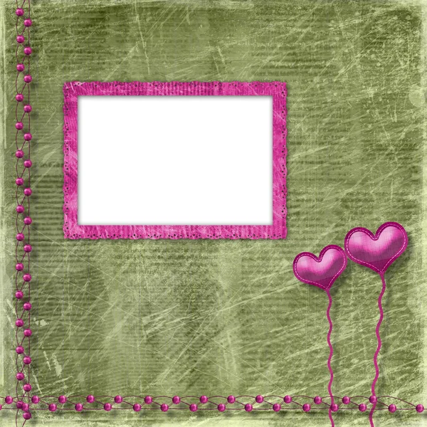 Old frame with hearts — Stock Photo, Image