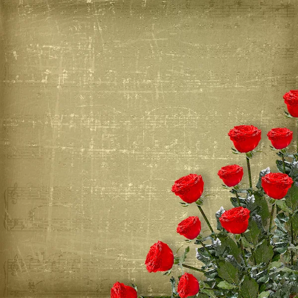 Kaart voor uitnodiging met rode rozen — Stockfoto