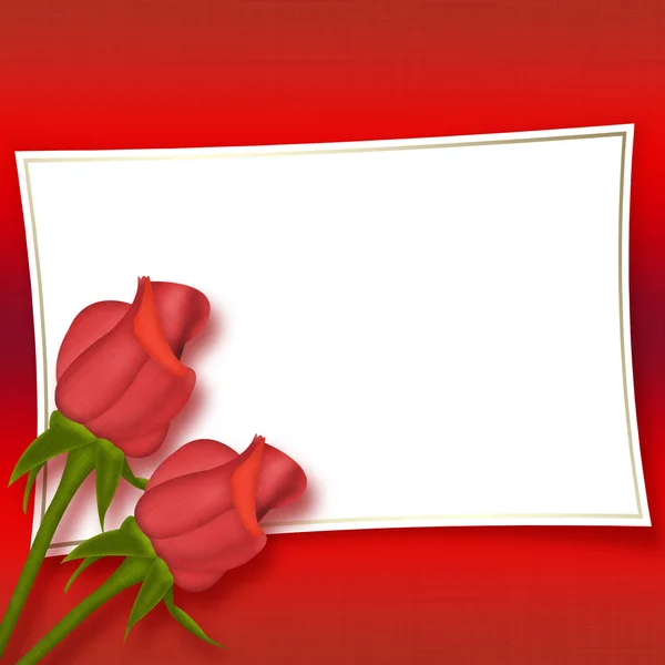 Card with beautiful red roses — Stock Photo, Image