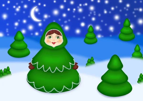 Nested doll in a christmas wood — Stock Photo, Image