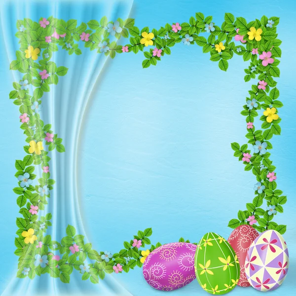 Pastell Hintergrund mit gefärbten Eiern — Stockfoto