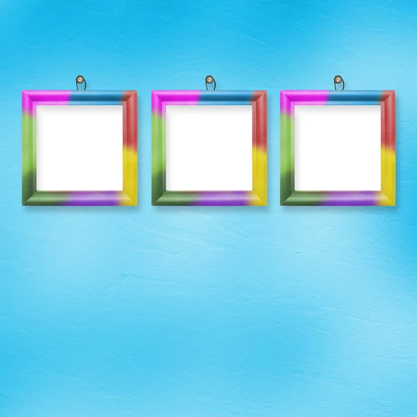 Tre cornici multicolori per le foto — Foto Stock