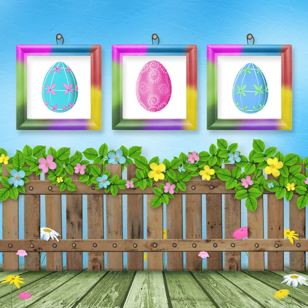 Пастельный фон с цветными яйцами — стоковое фото