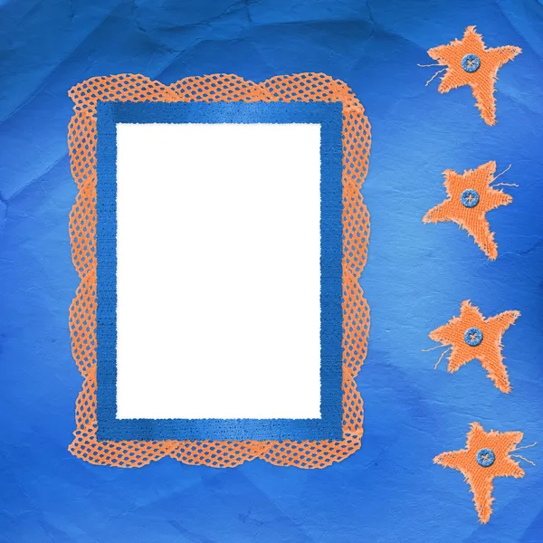 Old frame with orange stars and buttons — Stock Photo, Image