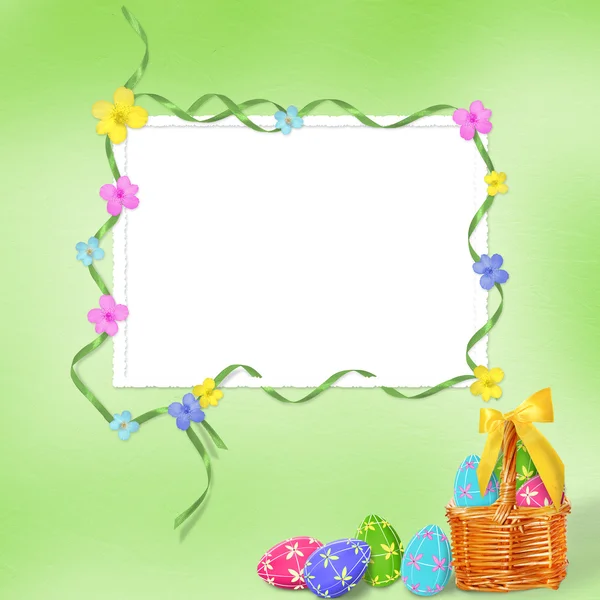 Pastel achtergrond met gekleurde eieren — Stockfoto