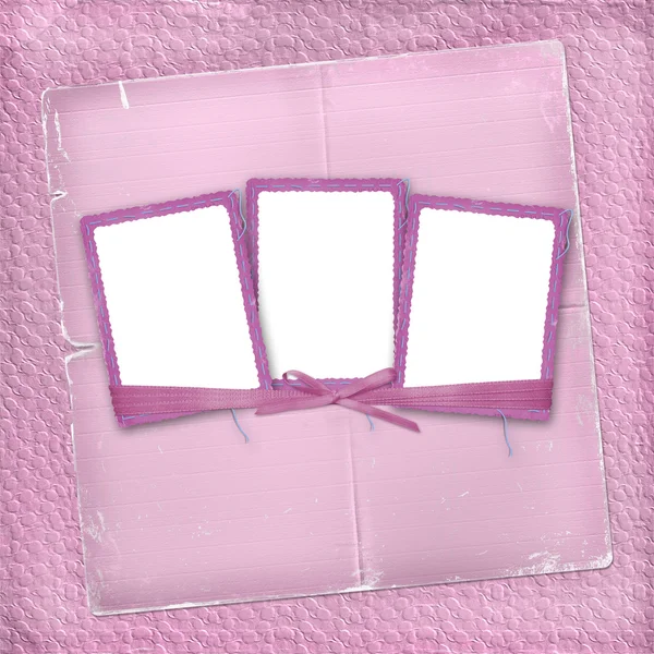 Three frame with ribbons and bow — Stock Photo, Image