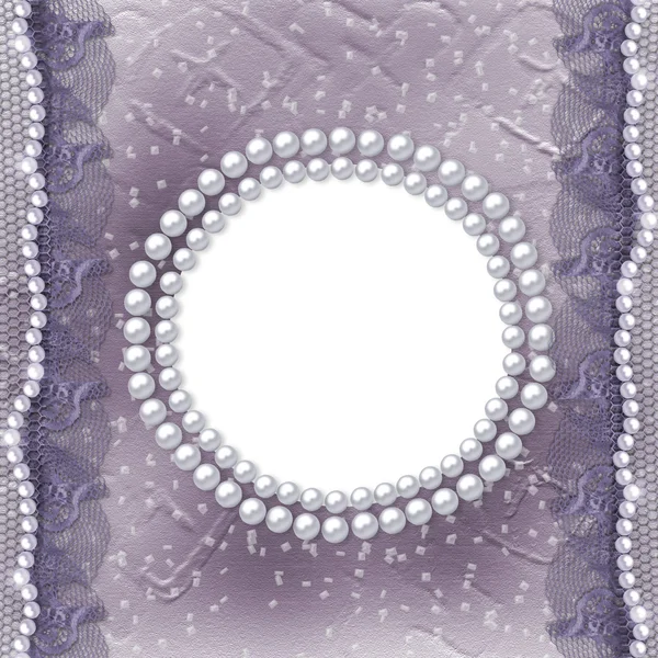 Grunge frame for photo with pearls — Stock Photo, Image