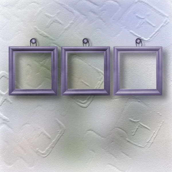 Tres marcos de madera lila —  Fotos de Stock