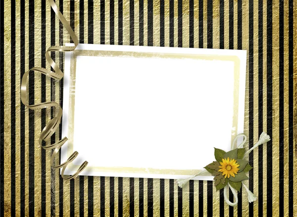 Briefkaart voor uitnodiging met gouden frame — Stockfoto