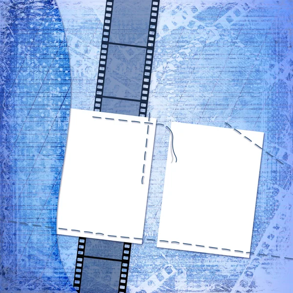 Рамка для фото на синем фоне — стоковое фото