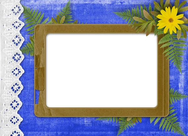 Papier frame met bloemen boeket — Stockfoto