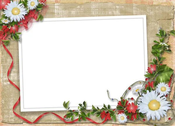 Χαρτί πλαίσιο με floral ανθοδέσμη — Φωτογραφία Αρχείου