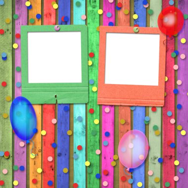 Old slides with balloons and confetti clipart