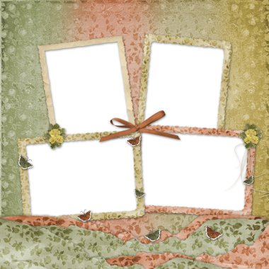 Four frames with ribbons and bow clipart