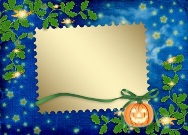 Frame with pumpkin and flowers clipart