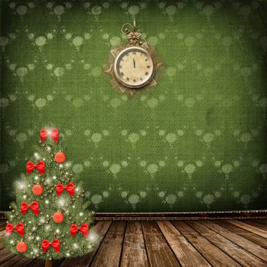 Christmas tree with balls and bows clipart