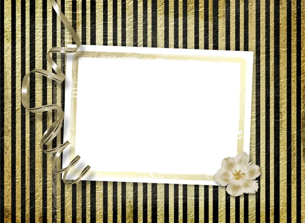 Cartolina per invito con cornice in oro — Foto Stock