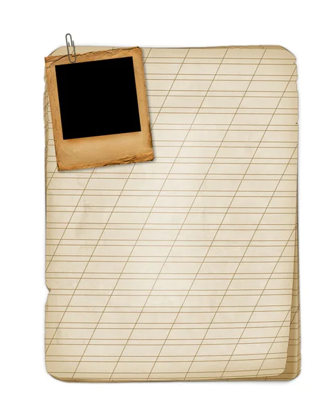 Old grunge notebook with slide — Stock Photo, Image