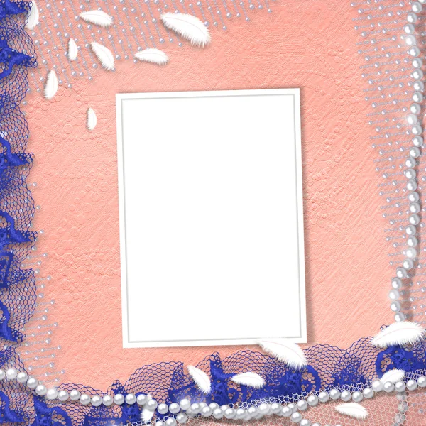 Rámeček na fotografii s perlami — Stock fotografie