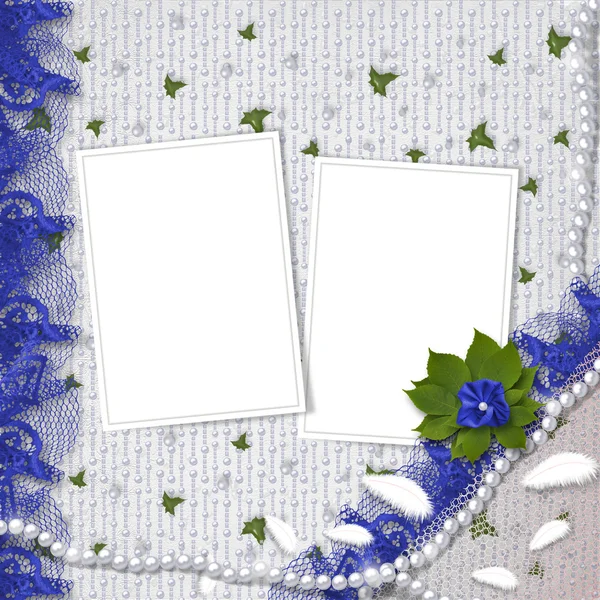 Twee frames voor foto's met parels — Stockfoto