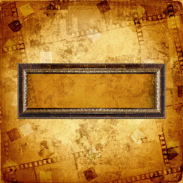 Gold frame on the abstract background