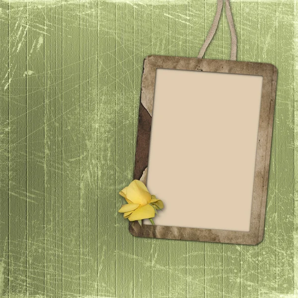 Рамка з жовтою трояндою — стокове фото