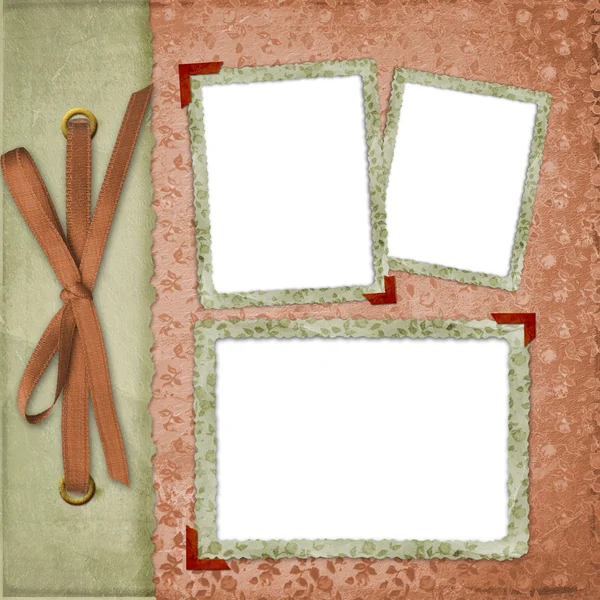 Три рамки с лентами и луком — стоковое фото