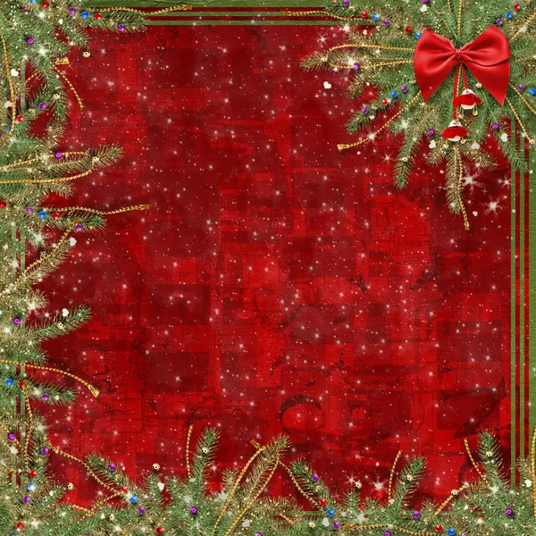 Cartão de felicitações para o feriado, com uma fita vermelha — Fotografia de Stock