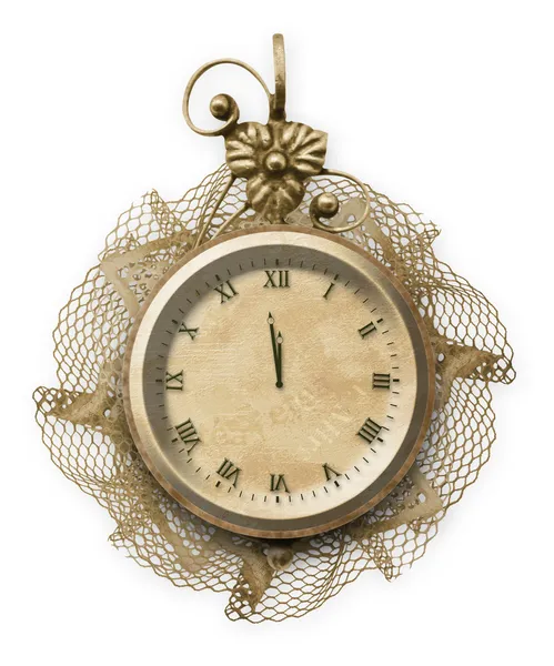 Antieke clock gezicht met kant — Stockfoto