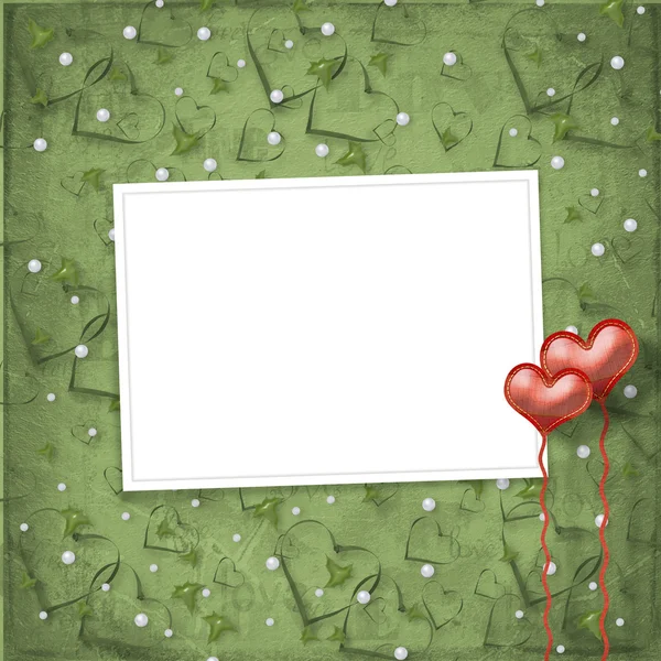 Alla hjärtans dag kort med hjärtan — Stockfoto