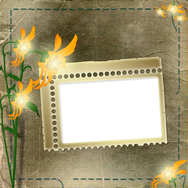 Rámeček na fotografii s květinami — Stock fotografie