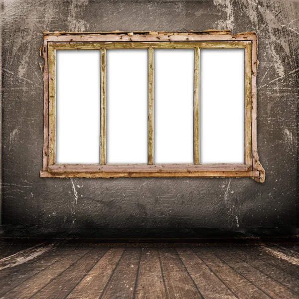 Старе вікно на антикварній стіні — стокове фото