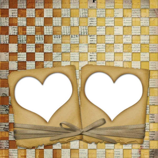Stary nieczysty papier rama z serca — Zdjęcie stockowe