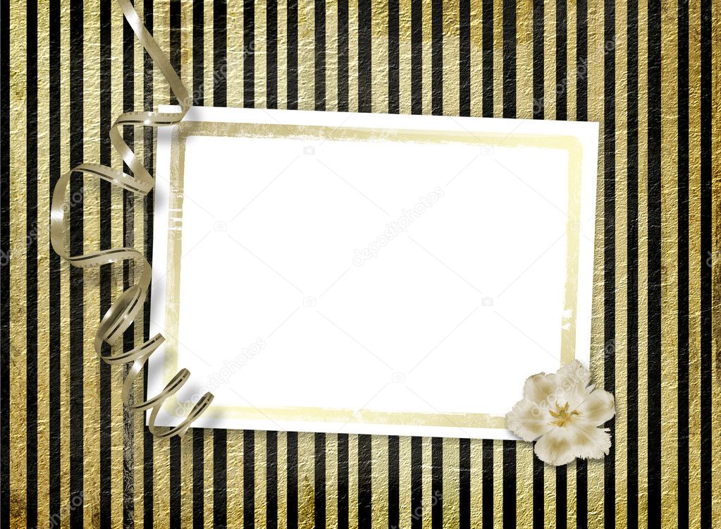 Postcard for invitation with gold frame