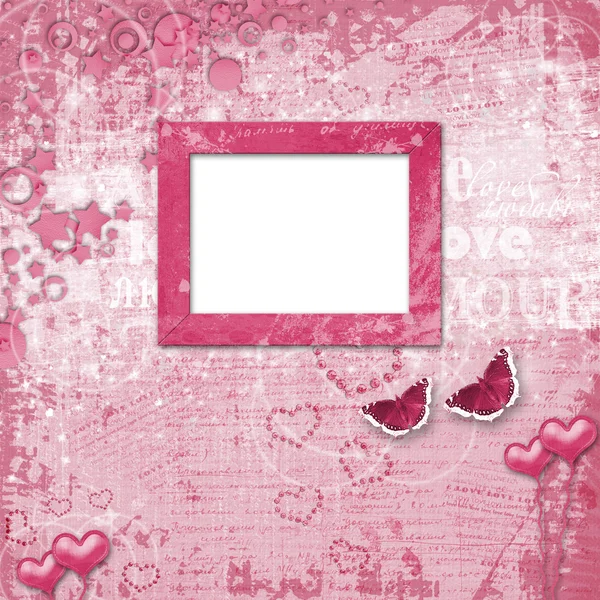 Valentinstag Karte mit Herzen — Stockfoto